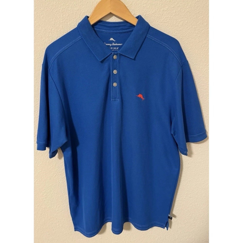 Tommy Bahama Island Zone Men's L Supima Cotton Emfielder Polo Shirt Royal Blue